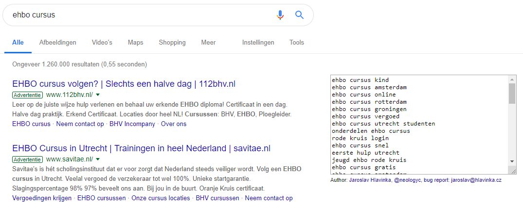 Schermafbeelding van Extract People Also Search, een tool voor zoekwoordenonderzoek