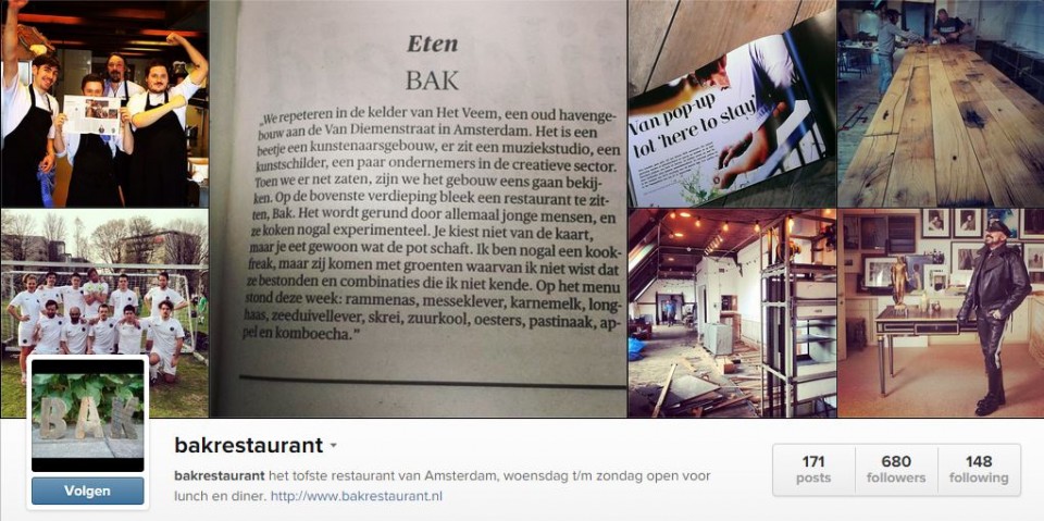 Bak Restaurant op Instagram